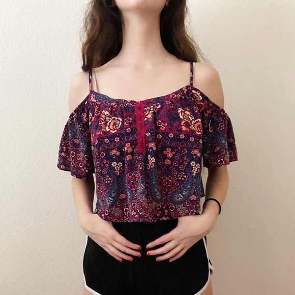 PacSun Tops - purple magenta cami spaghetti strap floral flower print tank top